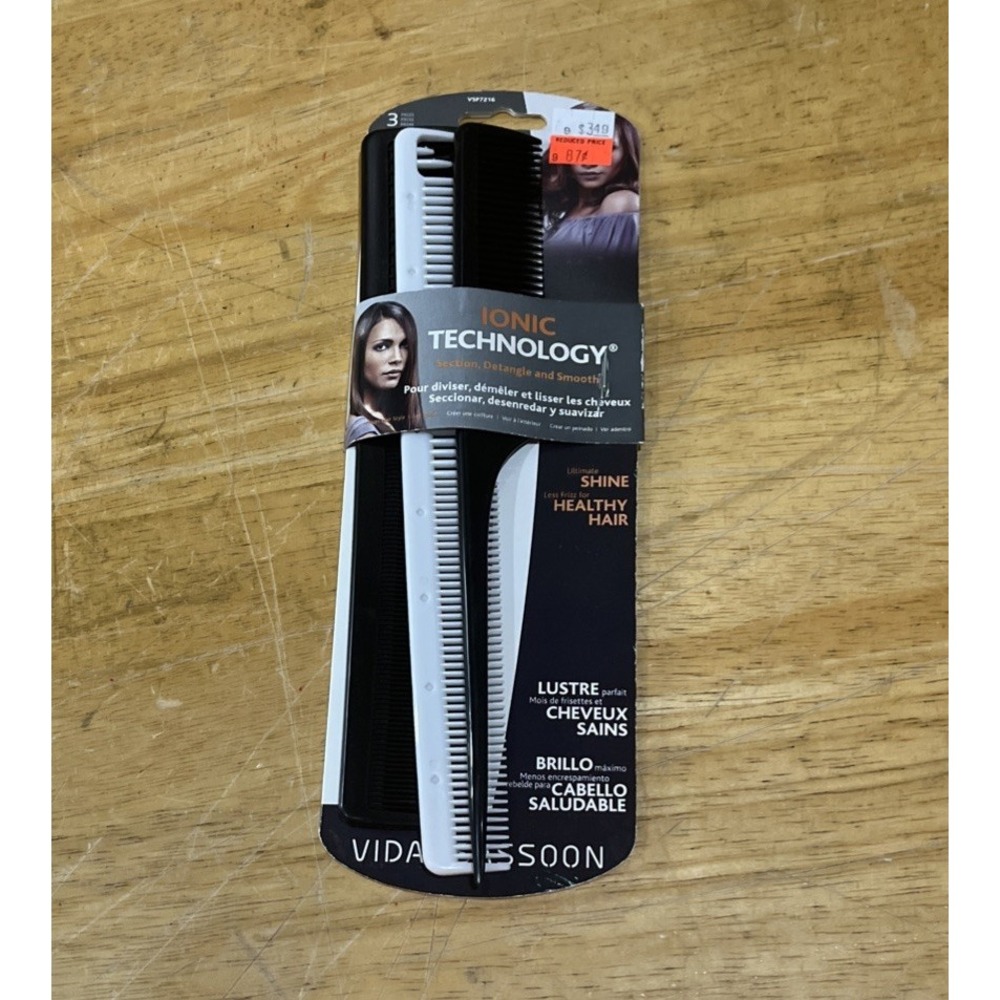 Vidal Sassoon 3 piece STYLING COMB COLLECTION Set Ionic Technology NOS 2009 Vtg